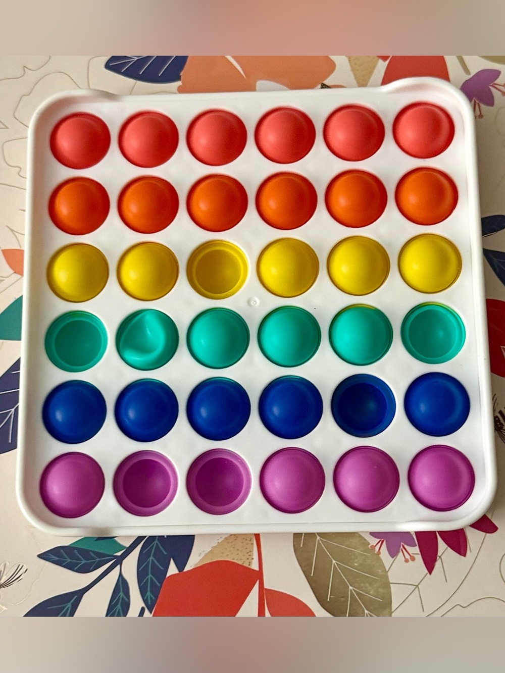 Rainbow Silicone Pop Bubble Fidget Toy - White Frame